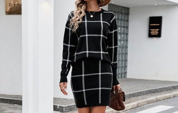 Plaid clearance sweater dress
