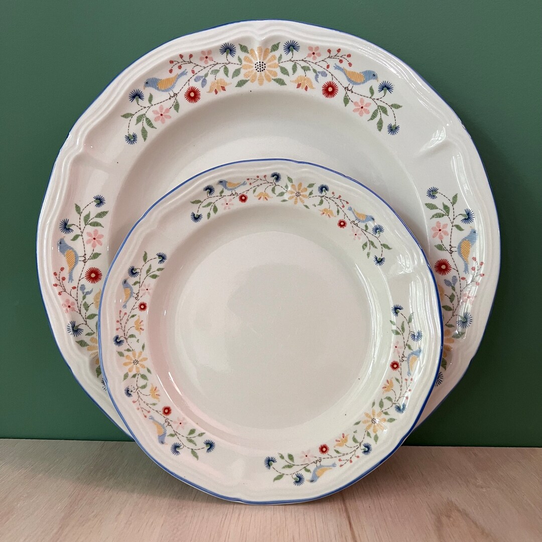 Set of 8 Brick Oven Stoneware Heritage Birds&flowers Etsy