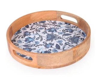 Wooden Designer Serving Tray with Trendy Design Print