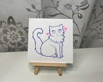 Cute Cat Risograph Print