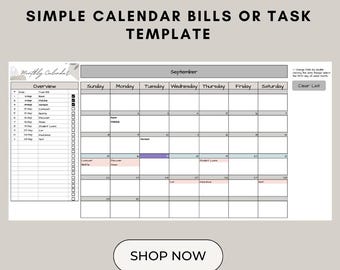 SIMPLE Auto Calendar For Bills or Task Only Googlesheets (INSTANT DOWNLOAD)