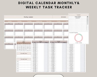 SIMPLE Calendar Task Monthly & Weekly for Googlesheets (INSTANT DOWNLOAD)