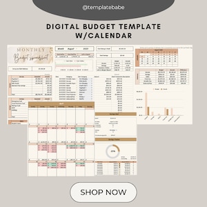 Digital Monthly Budget Template with Savings Tracker and Calendar (Google Sheets)