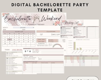 Bride Bachelorette | Maid of Honor Bachelorette Weekend Itinerary Digital Planner (Googlesheets) Instant Download