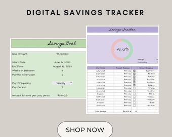 Digital Savings Tracker for Googlesheets (INSTANT DOWNLOAD)