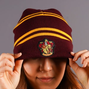 Harry Potter Houses Beanies - Gryffindor, Slytherin, Hufflepuff and Ravenclaw Beanies for Hogwarts Fans - Wizarding World Gifts