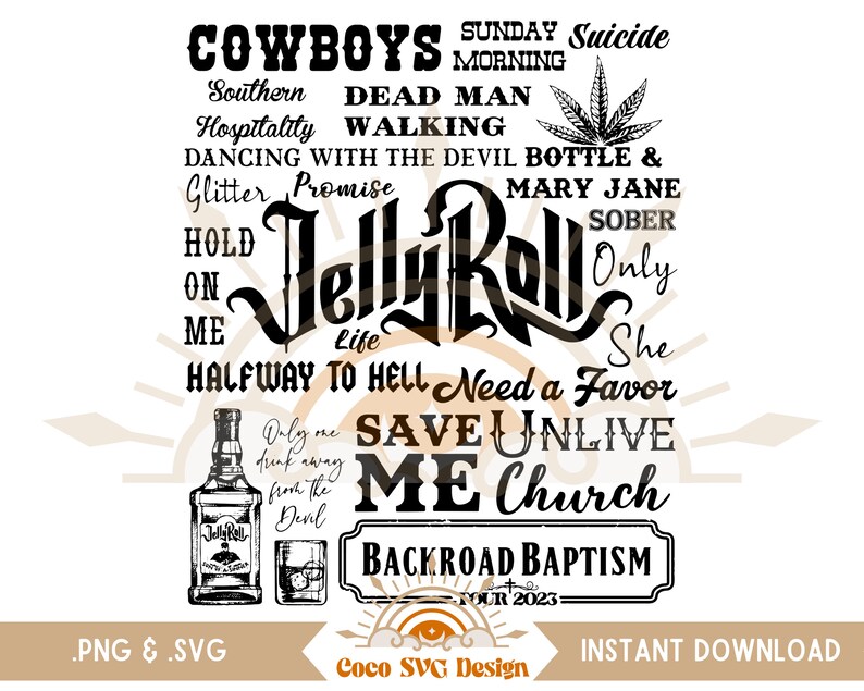 Jelly Roll Lyrics Tour Shirt Sublimation SVG Backroad Etsy Canada