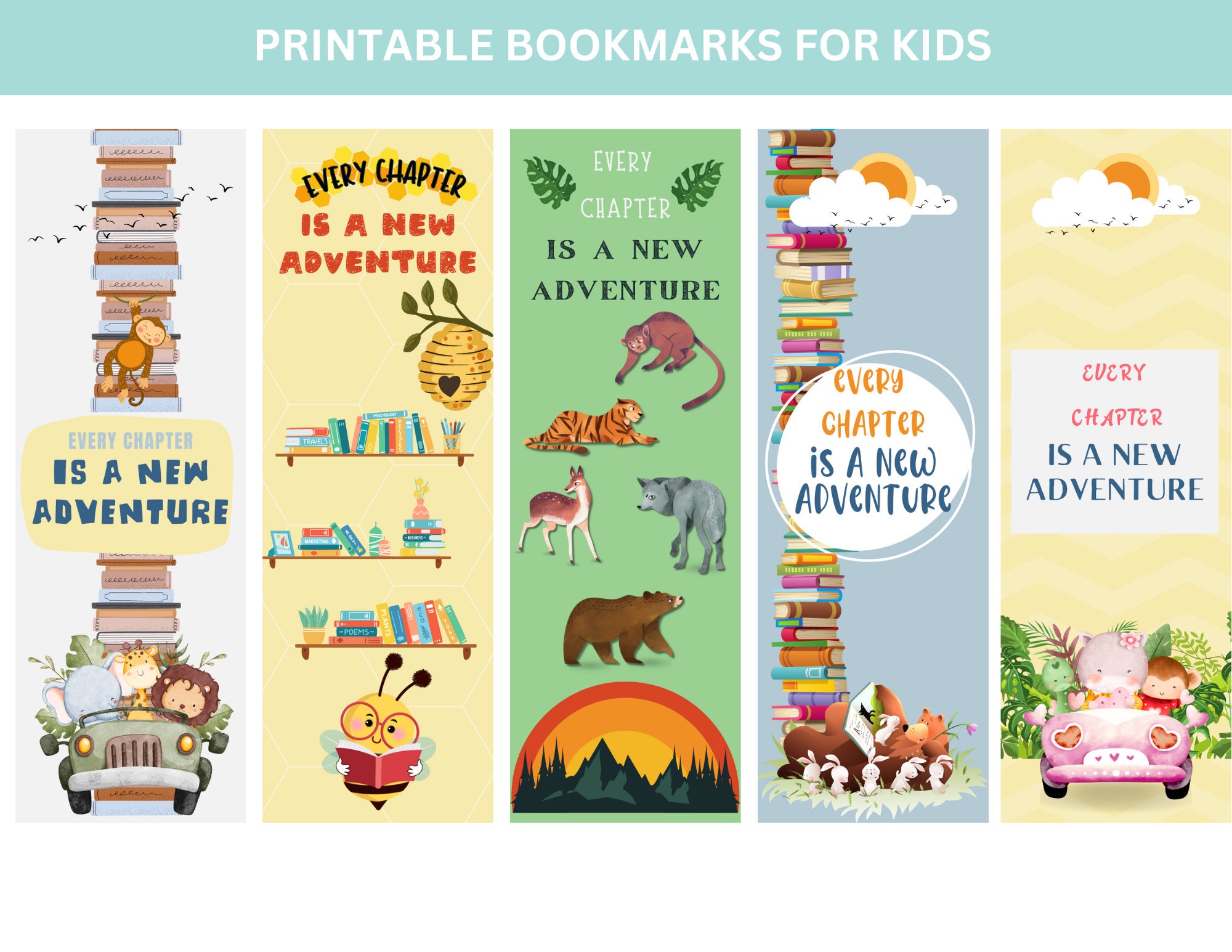 10 Adventures Printable Bookmarks PNG &amp; PDF Bookmark Design - Etsy