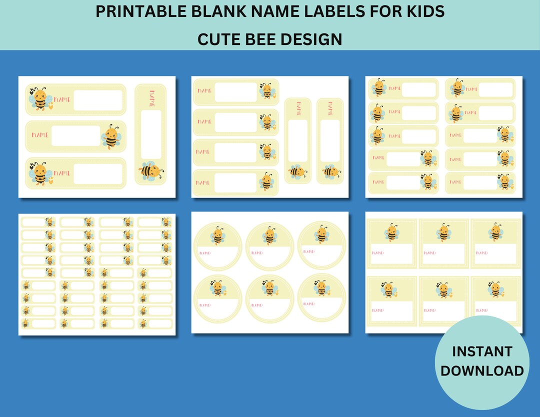Printable Blank Name Labels Great for Organization at School - Etsy