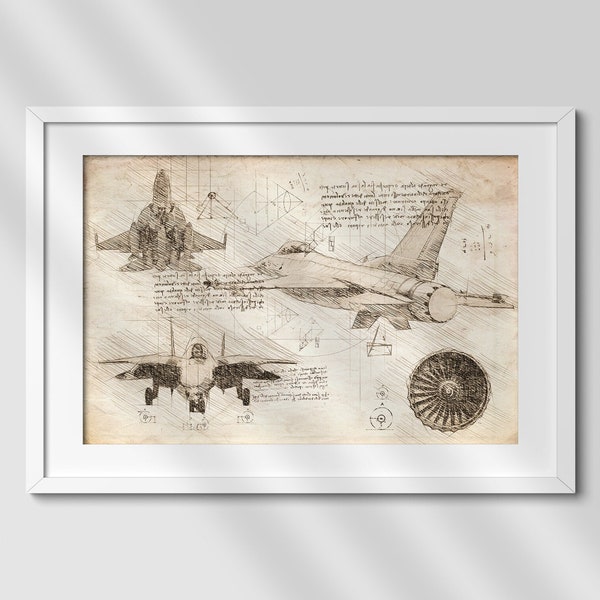 Military Jet Illustration Sketch | Digital Wall Art | Plane Drawing | Airplane Illustration | Aviation |  8"x12"in,  12"x18"in JPG