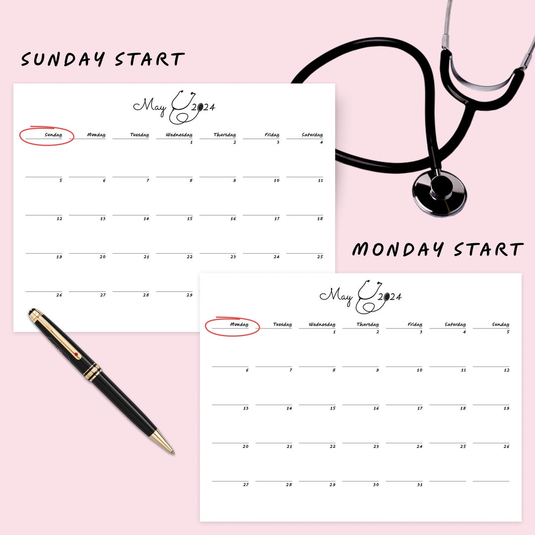 2024 Monthly Calendar, Medical and Nurse Calendar, Doctors Calendar