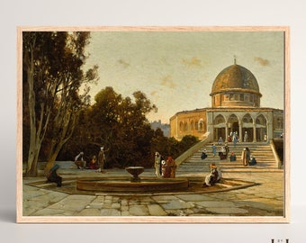 Palestinian Art | Dome of the Rock | Al-Aqsa Mosque | Vintage Arab Art | Palestine Art | Palestine Wall Print | Jerusalem, Palestine