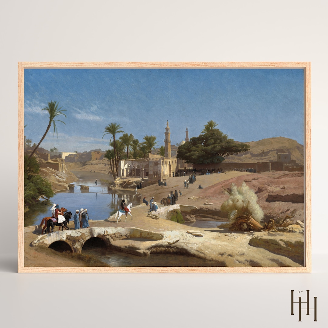 Arab Art Middle Eastern Wall Art View of Elfayoum Egyptian Art