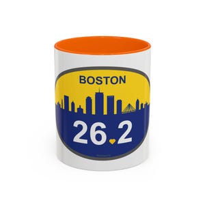 Boston 26.2 Coffee Mug for Marathon Runners, Marathon Gift, Accented Tea Cup, Finisher Souvenir, Made in USA, 11oz