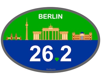 Berlin 26.2 Magnet for Marathon Runners, Large 4x6 Waterproof Magnetic Decal for Cars, refrigerators, lockers