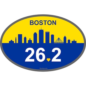 Boston 26.2 Magnet or Sticker for Marathon Runners, Large 4x6" Waterproof with Skyline for Car, Refrigerator