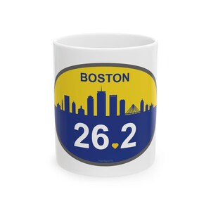 Boston 26.2 Coffee Mug for Marathon Runners, Marathon Gift, Ceramic Tea Cup, Finisher Souvenir, Made in USA, 11oz