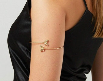 Minimalist Armband, Butterfly Gold Armband, Gold Upper Arm Cuff Bracelet, Butterfly Armband, Gold Arm Cuff, Gift