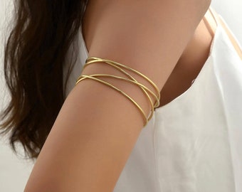 Bracciale minimalista in oro/argento, polsino superiore, bracciale da braccio, gioielli da braccio