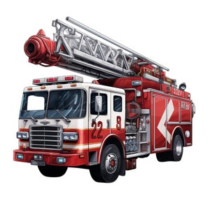 Fire Truck Tractor -Fabric Panel Square ~4,5, 6, 8, 10, 12, 14 inch fabric panel for sewing projects