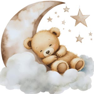 Sleeping Bear - Fabric Panel Square ~ 4,5,6, 8, 10, 12, 14, inch fabric panel for sewing projects