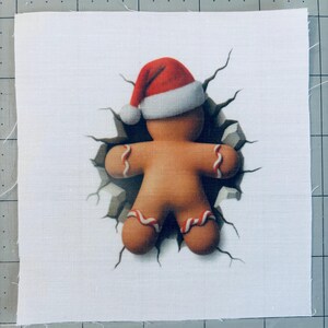 Gingerbread Man Back Side- Fabric Panel Square ~4"x4",5x5,6x6,8x8,10x10, 12x12,14x14 for sewing projects image 3