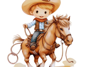 Western Boy- Fabric Panel ~ 4"x4",5x5,6x6, 8x8, 10x10, 12x12, 14x14 inch for sewing projects