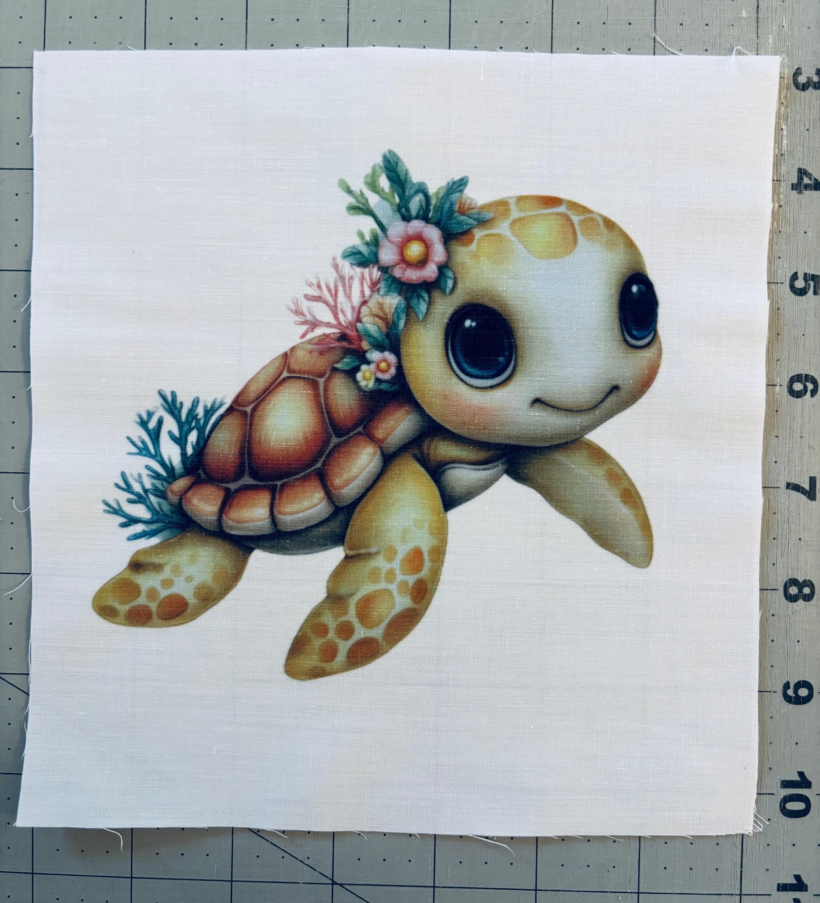 Sea Turtle - Fabric Panel Square ~ 4