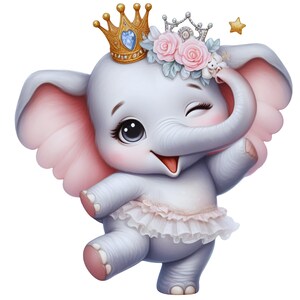 Elephant Dancing- Fabric Panel ~ 4,5,6, 8, 10, 12, 14 inch for sewing projects