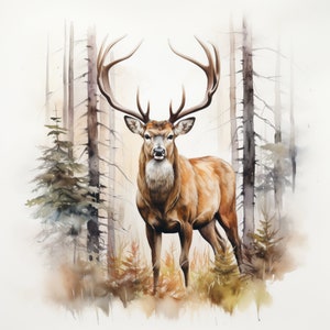 Deer Fabric Panel Square ~4,5, 6, 8, 10, 12,14,  inch fabric panel for sewing projects
