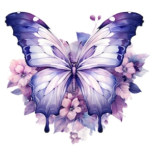 Purple Butterfly- Fabric Panel Square ~4,5, 6, 8, 10, 12, 14 inch fabric panel for sewing projects