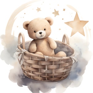 Bear  Basket- Fabric Panel Square ~ 4"x4",5x5,6x6, 8x8, 10x10, 12x12, 14x14, for sewing projects