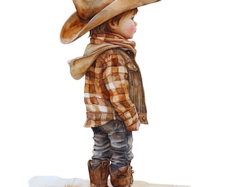 Cute Cowboy - Fabric Panel Square ~ 4"x4",5x5,6x6, 8x8, 10x10, 12x12, 14x14 for sewing projects