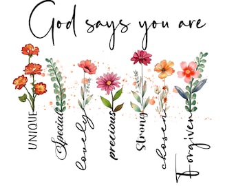 God Says You Are Fabric Panel: Floral Art for Sewing Projects