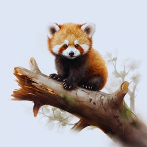 Red Panda Log - Fabric Panel Square ~4,5, 6, 8, 10, 12,14, inch for sewing projects