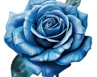 Blue rose- Fabric Panel Square ~4,5, 6, 8, 10, 12, 14 inch for sewing projects