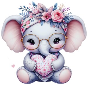 Elephant Heart- Fabric Panel ~ 4,5,6, 8, 10, 12, 14 inch for sewing projects