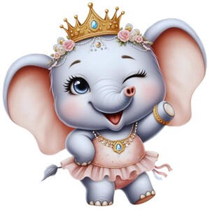 Elephant Queen- Fabric Panel ~ 4,5,6, 8, 10, 12, 14 inch for sewing projects