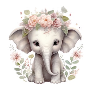 Baby Elephant#2 -Fabric Panel Square ~4"x4",5x5, 6x6, 8x8, 10x10, 12x12, 14x14 inch for sewing projects