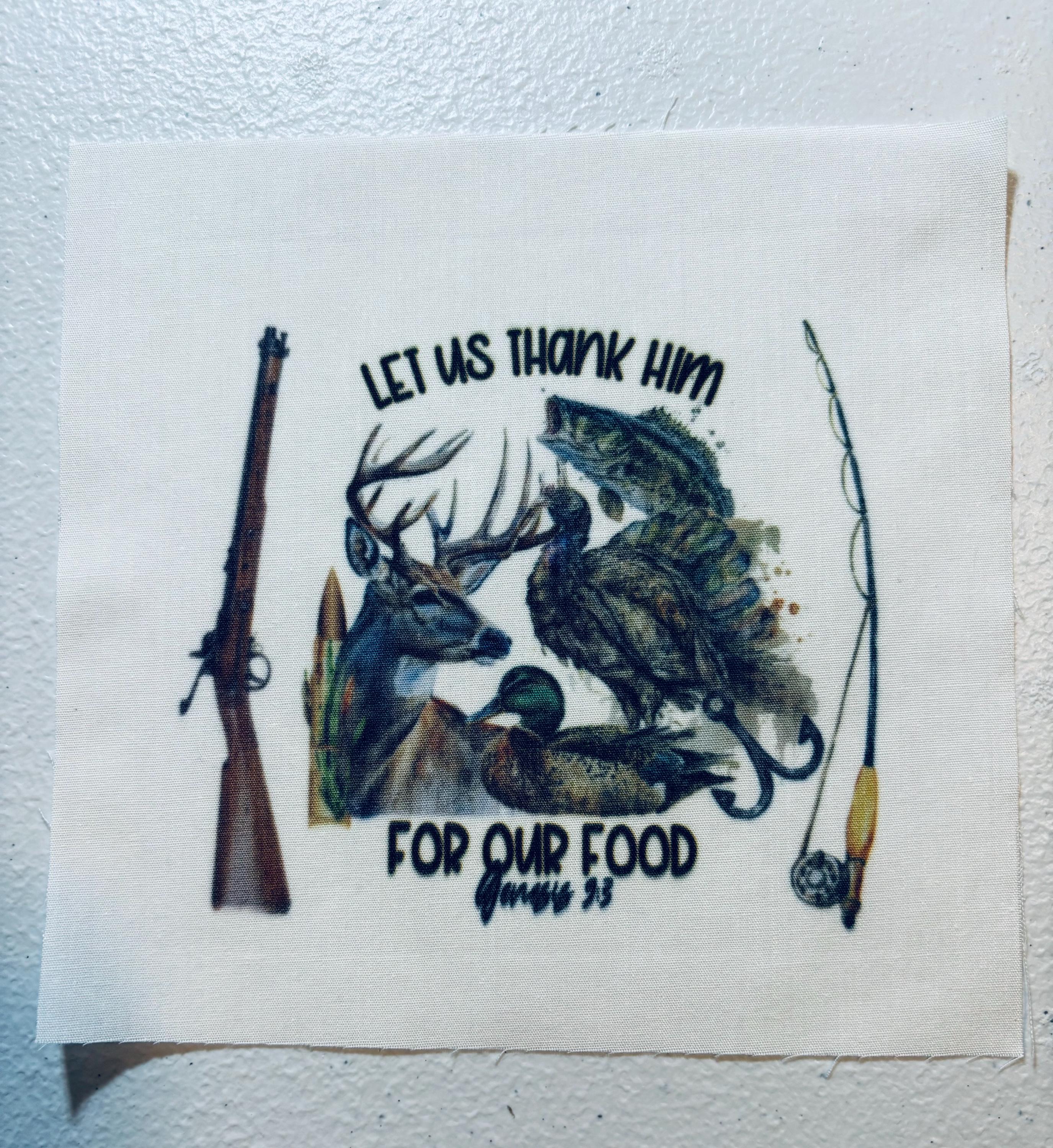 Thank You Rize Panel Hunting Thank Him- Fabric Panel Square ~4,5, 6, 8, 10, 12, 14 Inch ...