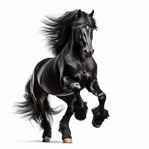 Friesian Horse - Fabric Panel Square ~ 4,5,6, 8, 10, 12, 14, inch for sewing projects