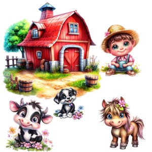 Farm - Fabric Panel Square ~ 4"x4",5x5,6x6, 8x8, 10x10, 12x12, 14x14 inch fabric panel for sewing projects