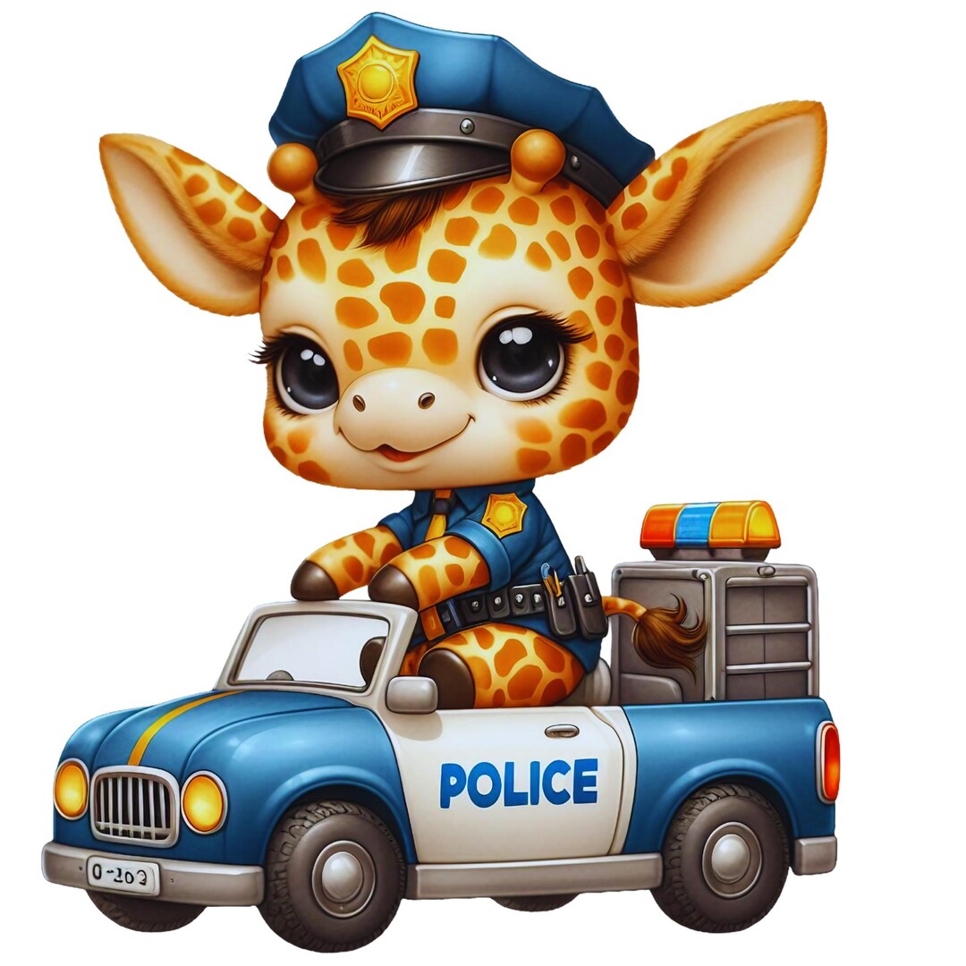 Giraffe Police- Fabric Panel Square ~ 4