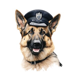 Germen Shepherd Police Dog -Fabric Panel Square ~ 4,5,6, 8, 10, 12, 14 inch fabric panel for sewing projects