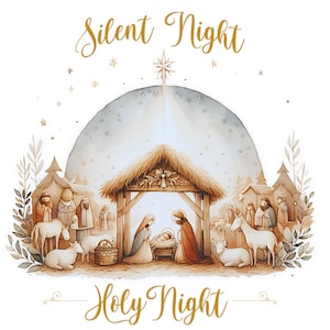 Nativité - Panneau en tissu carré ~ 4 x 4 po, 5 x 5, 6 x 6, 8 x 8, 10 x 10, 12 x 12, 14 x 14, pour des projets de couture