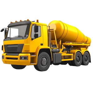May include: A bright yellow cement mixer truck with a large rotating drum. The truck has black tires and accents, and is designed for construction and industrial use. The cab features a windshield and side mirrors.