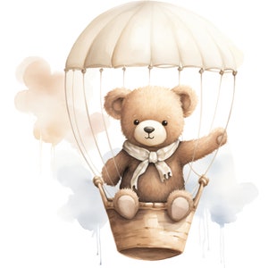 Bear Flying- Fabric Panel Square ~ 4,5,6, 8, 10, 12, 14, inch for sewing projects