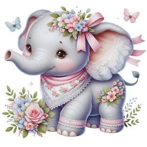 Elephant Bow Flower- Fabric Panel ~ 4,5,6, 8, 10, 12, 14 inch for sewing projects