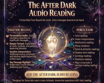The After Dark Reveal Personalized Tarot Audio Reading | Upgrade ADD-ON | Intuitive Interpretation (MP3 + PDF) | Same Hour Audio Reading