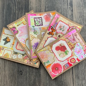5 Large Collage Art Cards - Birthday, Anniversary, Wedding, Greeting Card